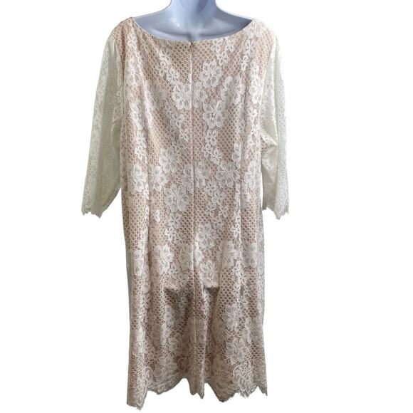 Eliza J Women's Ivory Lace Sheath Size 20W Summer Cocktail Party Fairy Ethereal - Picture 2 of 11